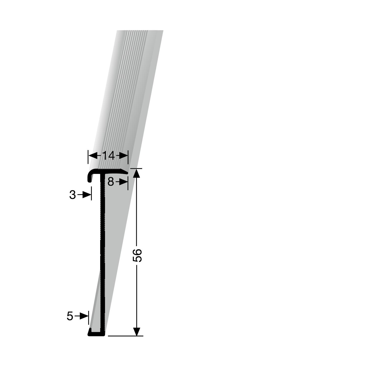KÜBERIT 846 Trapkantprofiel F16 Zwart 300cm