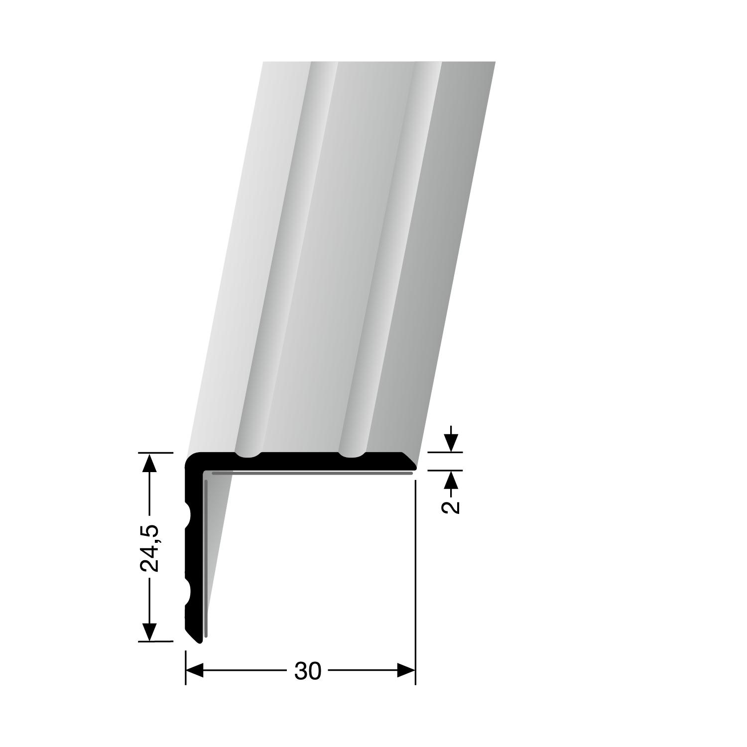 KÜBERIT 234 SK Hoekprofiel F16 Zwart 300cm
