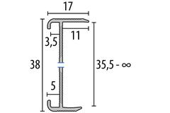 KÜBERIT 844 WS Trapkantprofiel F16 Zwart 300cm