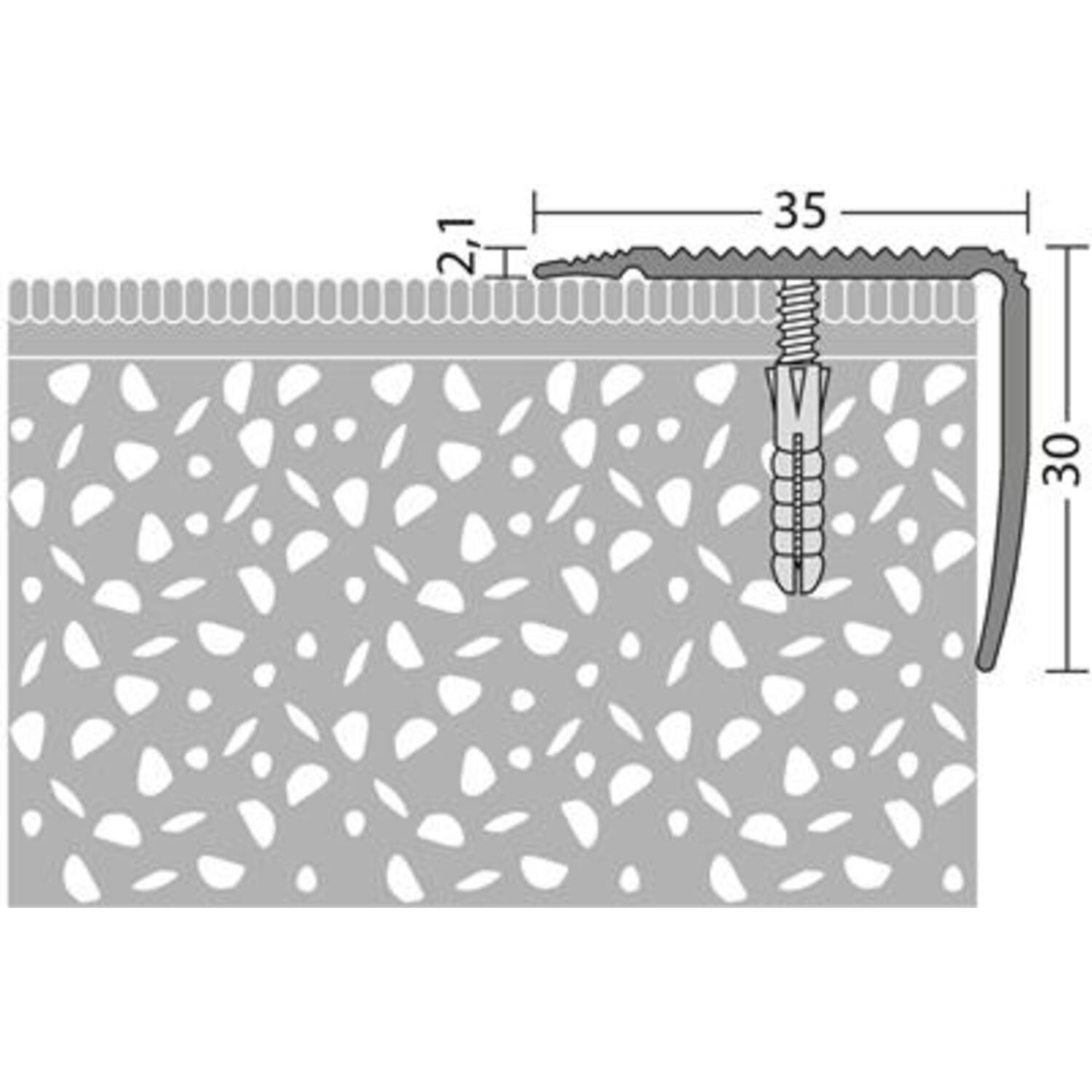 PRINZ 165 Trapkant 35x30mm Zilver 250cm