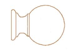 Eindknop Bol noten 55 x 75mm (28mm)